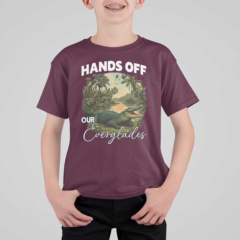 Hands Off Our Everglades T Shirt For Kid Vintage Alligator Swamp - Wonder Print Shop