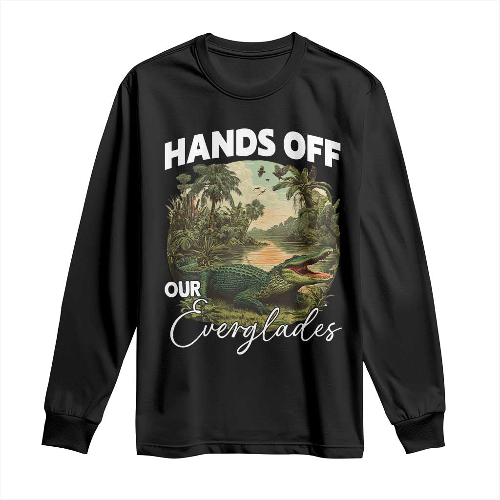 Hands Off Our Everglades Long Sleeve Shirt Vintage Alligator Swamp - Wonder Print Shop