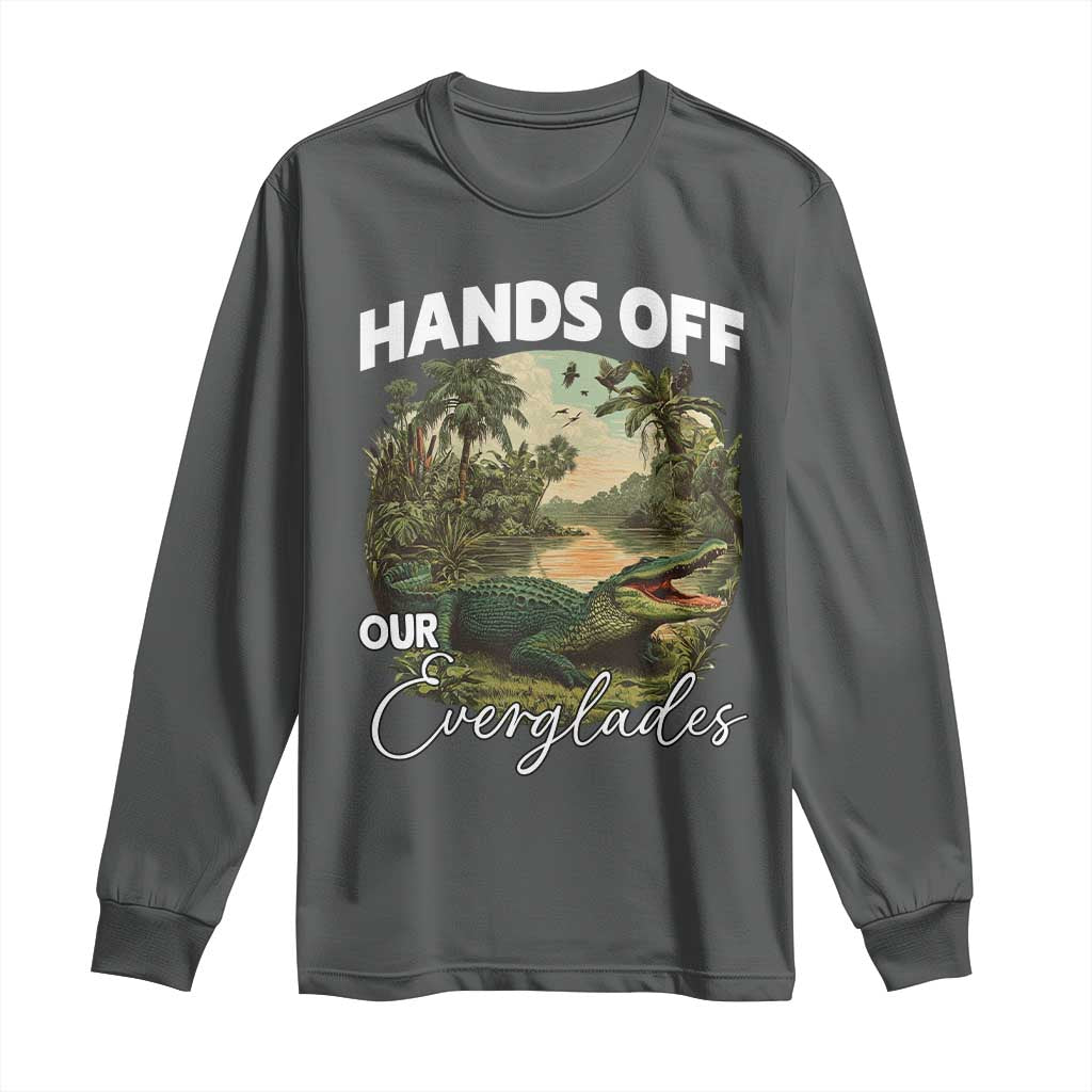 Hands Off Our Everglades Long Sleeve Shirt Vintage Alligator Swamp - Wonder Print Shop