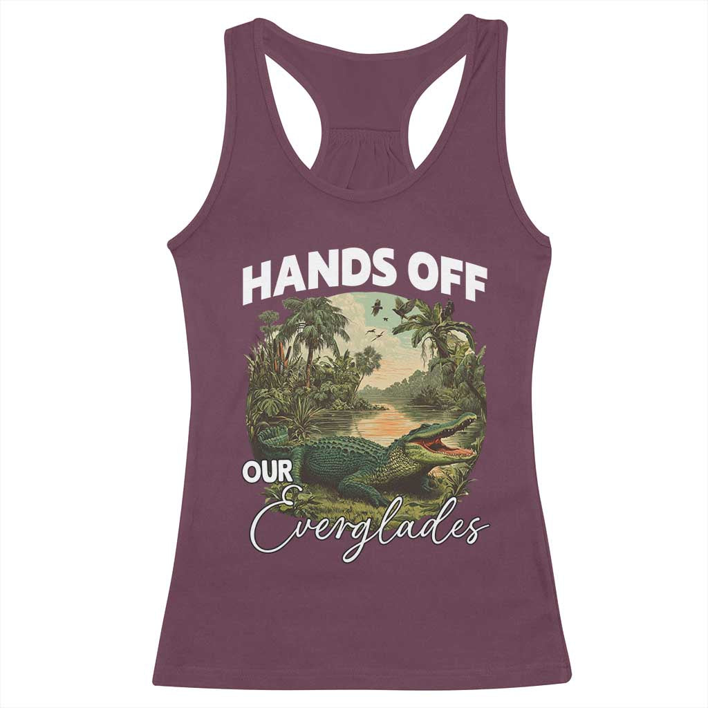 Hands Off Our Everglades Racerback Tank Top Vintage Alligator Swamp - Wonder Print Shop
