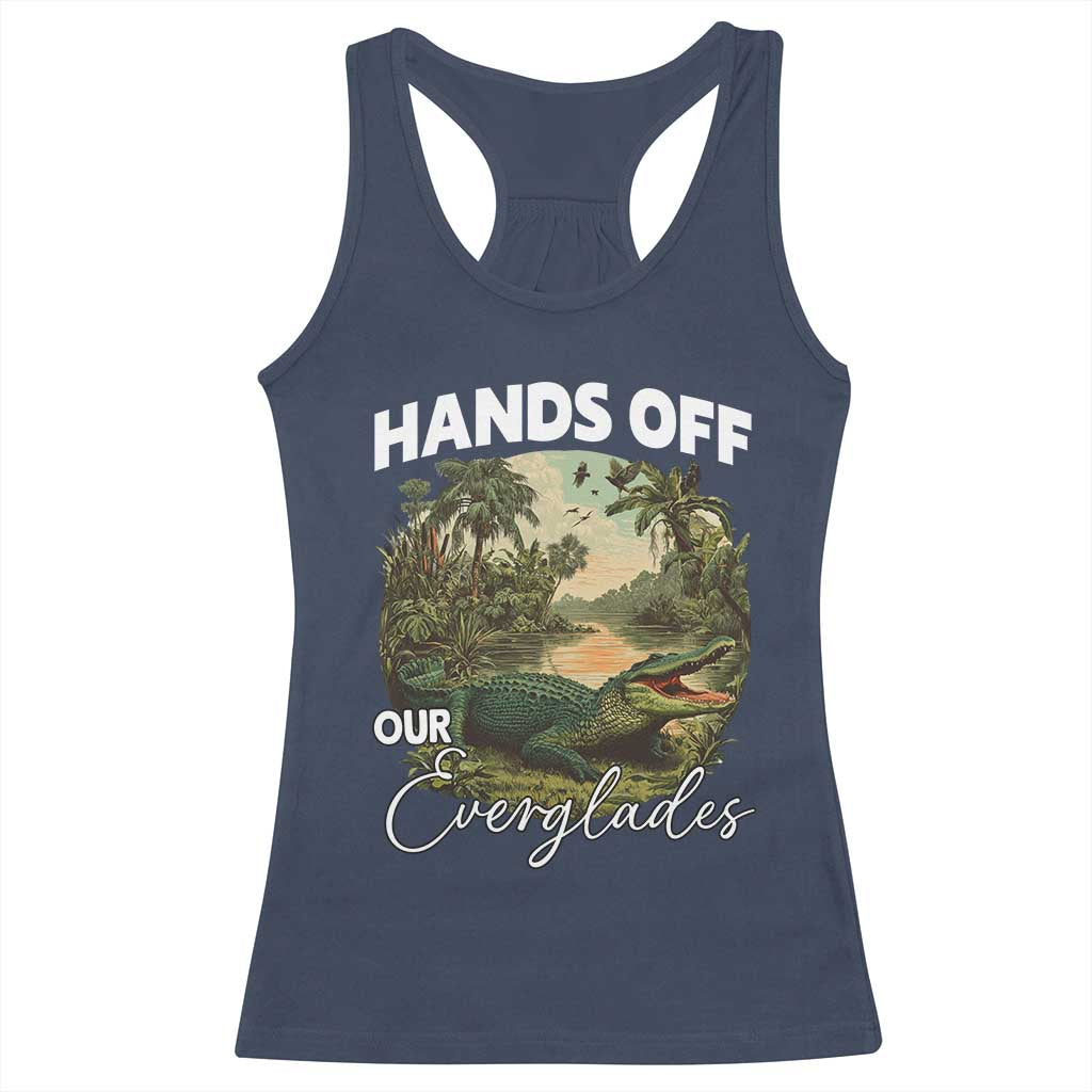 Hands Off Our Everglades Racerback Tank Top Vintage Alligator Swamp - Wonder Print Shop