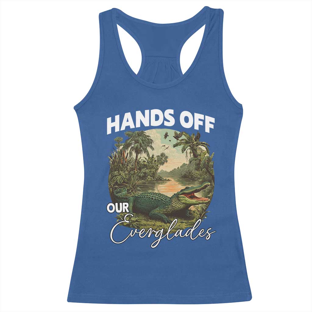 Hands Off Our Everglades Racerback Tank Top Vintage Alligator Swamp - Wonder Print Shop