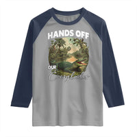 Hands Off Our Everglades Raglan Shirt Vintage Alligator Swamp - Wonder Print Shop