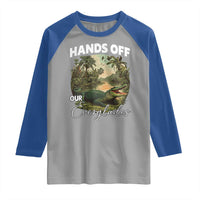 Hands Off Our Everglades Raglan Shirt Vintage Alligator Swamp - Wonder Print Shop