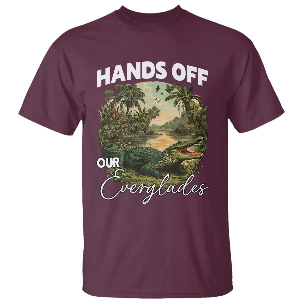 Hands Off Our Everglades T Shirt Vintage Alligator Swamp - Wonder Print Shop
