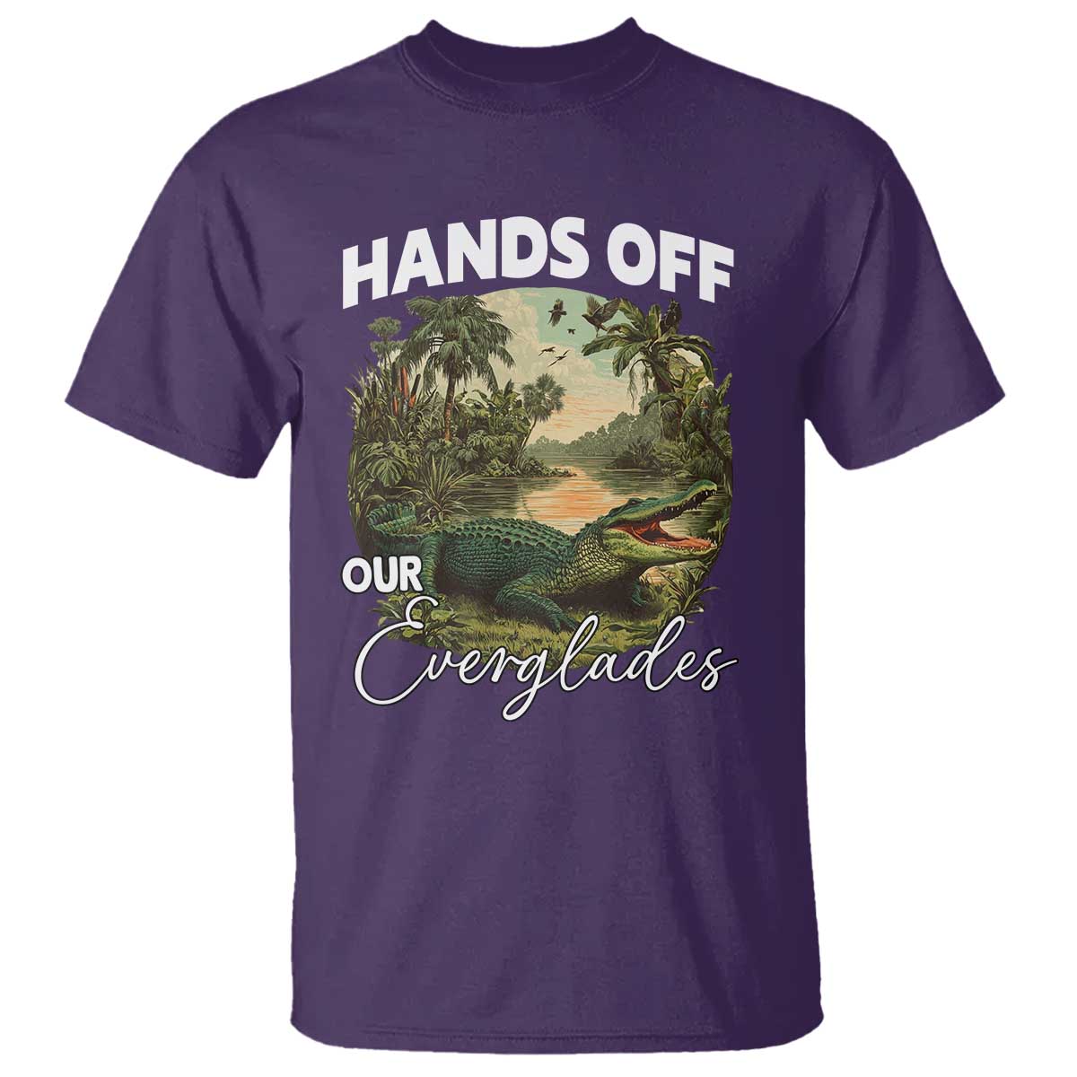 Hands Off Our Everglades T Shirt Vintage Alligator Swamp - Wonder Print Shop