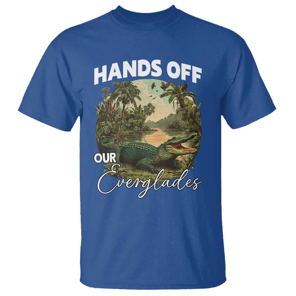 Hands Off Our Everglades T Shirt Vintage Alligator Swamp - Wonder Print Shop