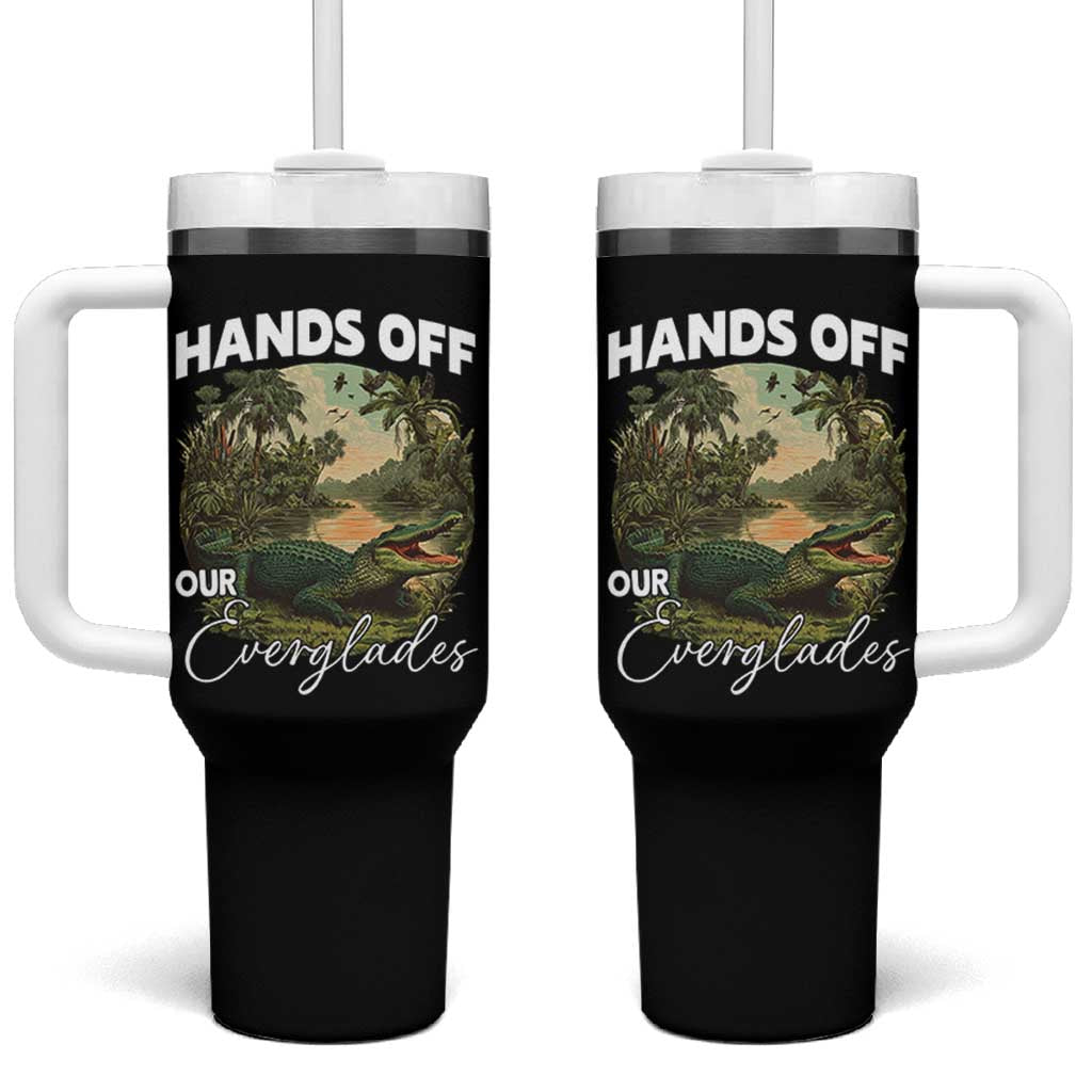 Hands Off Our Everglades Tumbler With Handle Vintage Alligator Swamp - Wonder Print Shop