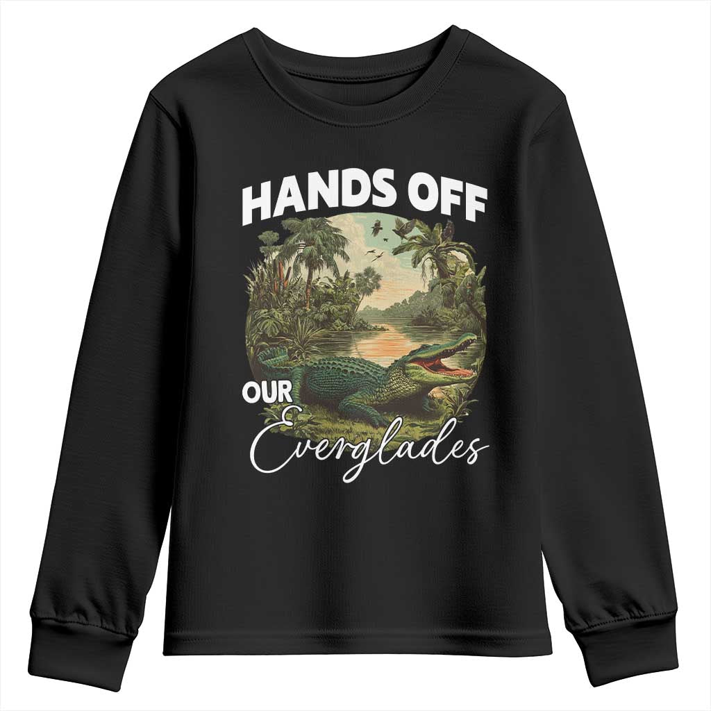 Hands Off Our Everglades Youth Sweatshirt Vintage Alligator Swamp - Wonder Print Shop