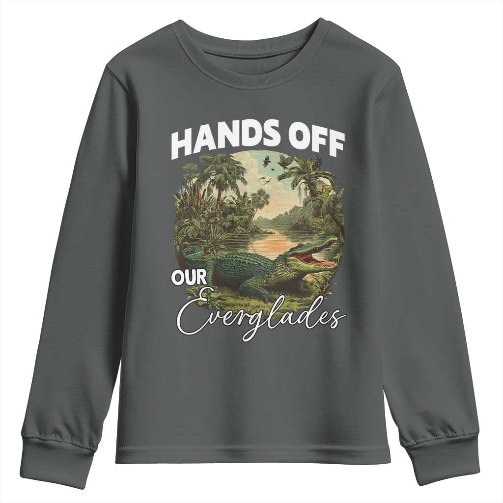 Hands Off Our Everglades Youth Sweatshirt Vintage Alligator Swamp - Wonder Print Shop
