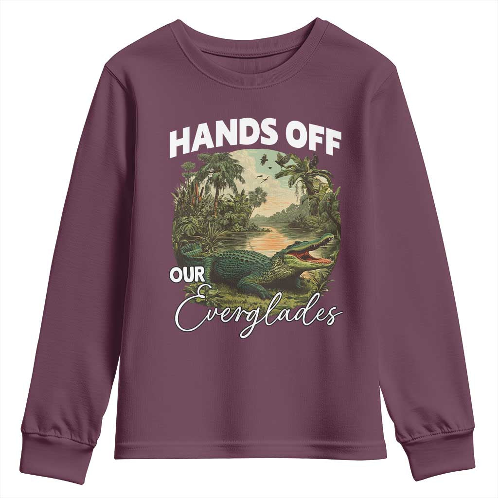 Hands Off Our Everglades Youth Sweatshirt Vintage Alligator Swamp - Wonder Print Shop