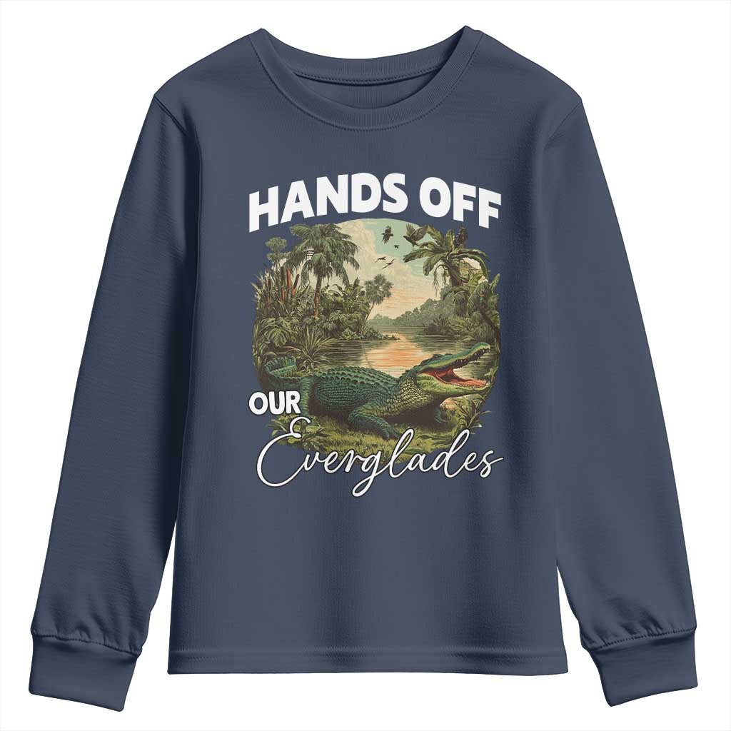 Hands Off Our Everglades Youth Sweatshirt Vintage Alligator Swamp - Wonder Print Shop
