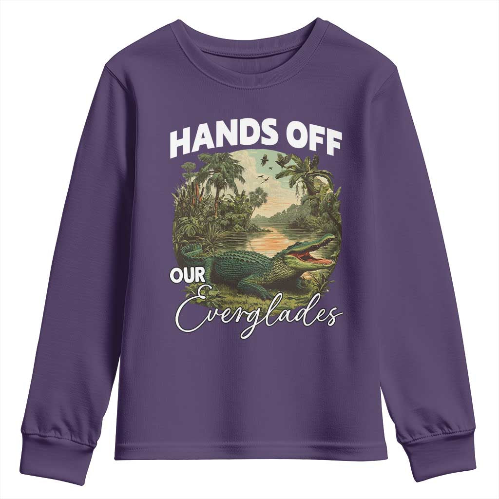 Hands Off Our Everglades Youth Sweatshirt Vintage Alligator Swamp - Wonder Print Shop