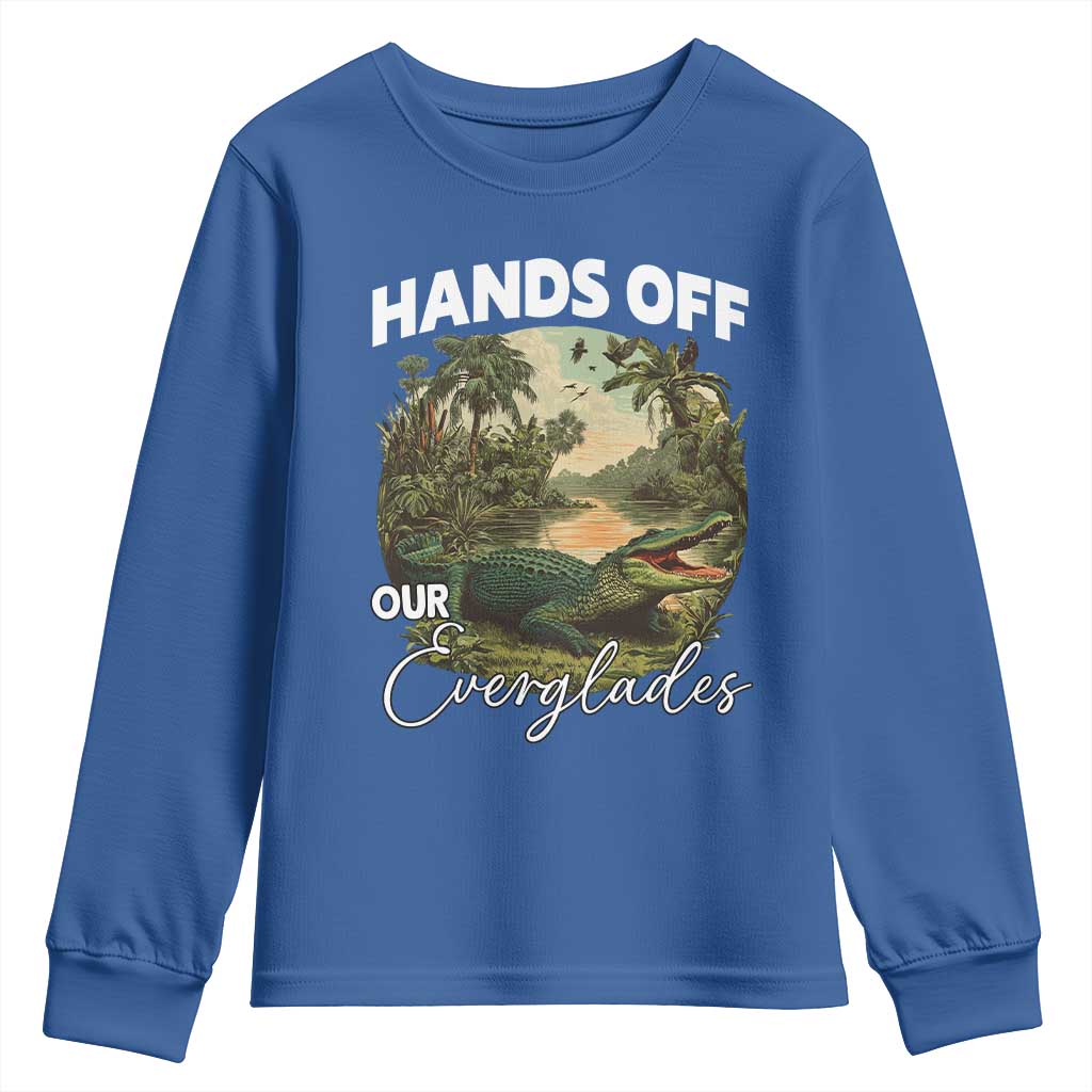 Hands Off Our Everglades Youth Sweatshirt Vintage Alligator Swamp - Wonder Print Shop