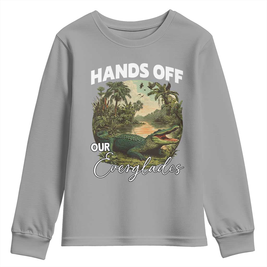 Hands Off Our Everglades Youth Sweatshirt Vintage Alligator Swamp - Wonder Print Shop
