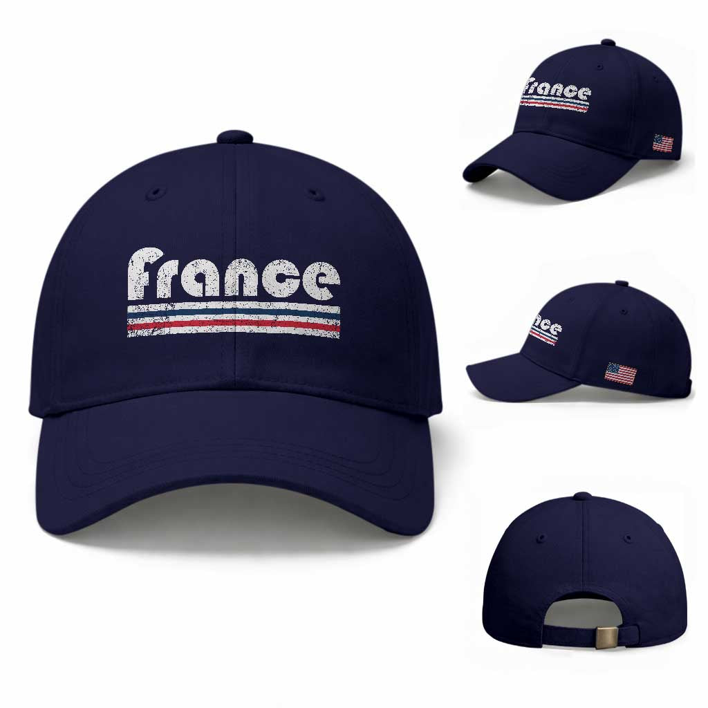Vintage France Flag Distressed Retro Graphic Baseball Cap Patriotic French Heritage Pride Gift