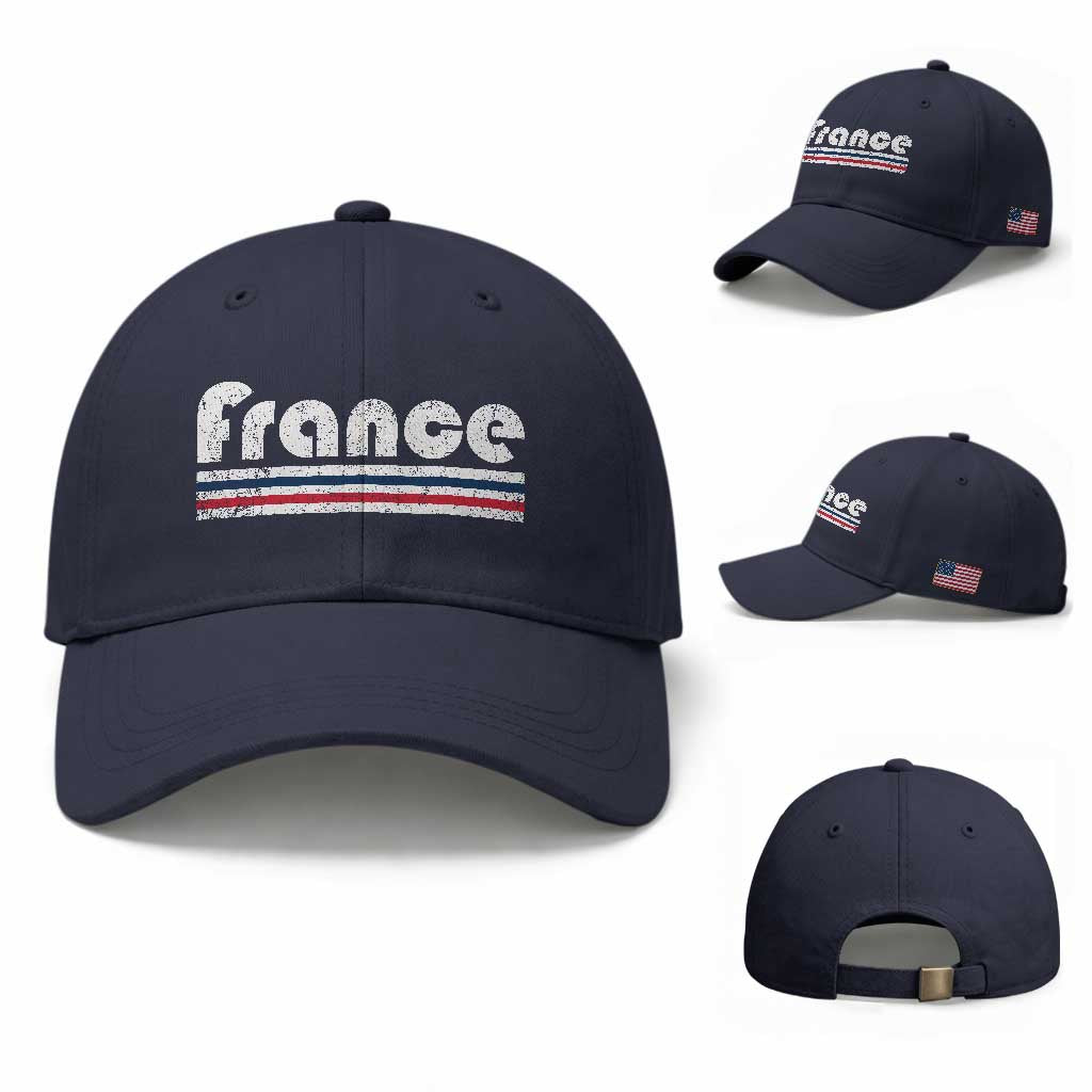 Vintage France Flag Distressed Retro Graphic Baseball Cap Patriotic French Heritage Pride Gift