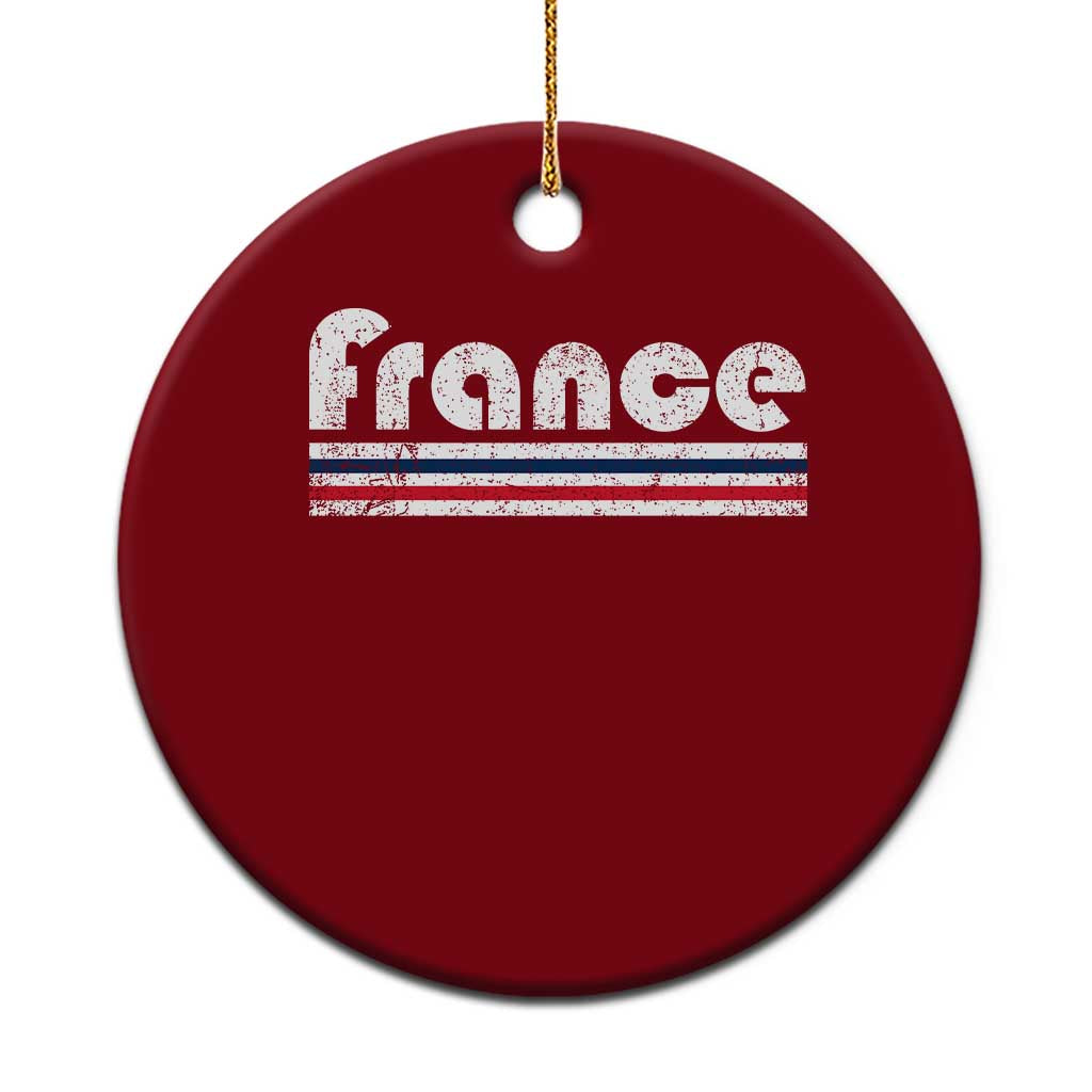 Vintage France Flag Distressed Retro Graphic Ceramic Ornament Patriotic French Heritage Pride Gift