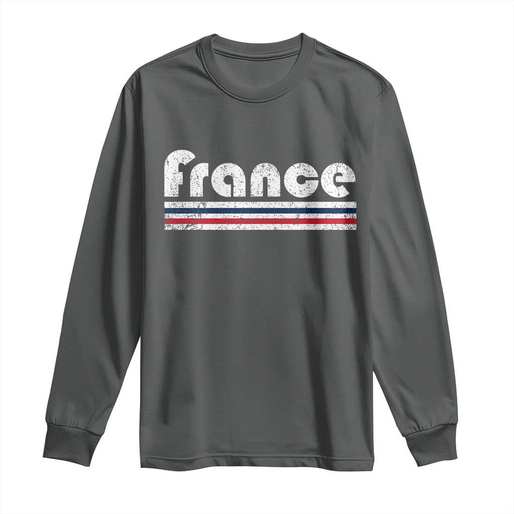 Vintage France Flag Distressed Retro Graphic Long Sleeve Shirt Patriotic French Heritage Pride Gift