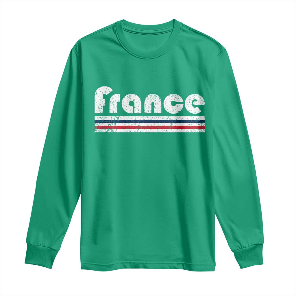Vintage France Flag Distressed Retro Graphic Long Sleeve Shirt Patriotic French Heritage Pride Gift
