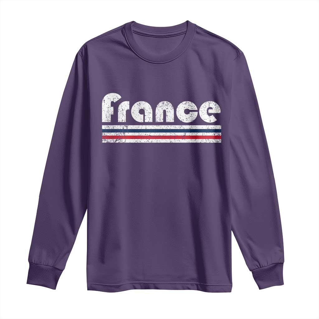 Vintage France Flag Distressed Retro Graphic Long Sleeve Shirt Patriotic French Heritage Pride Gift
