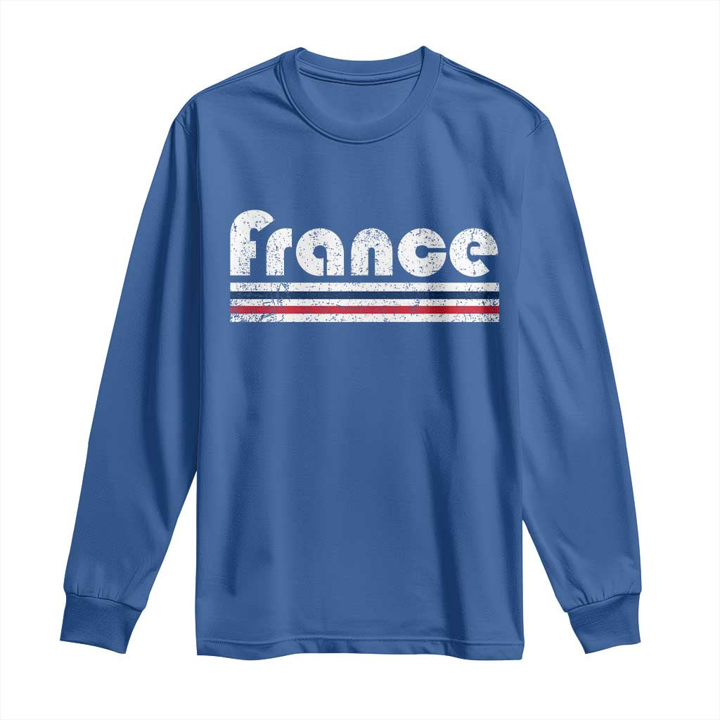 Vintage France Flag Distressed Retro Graphic Long Sleeve Shirt Patriotic French Heritage Pride Gift
