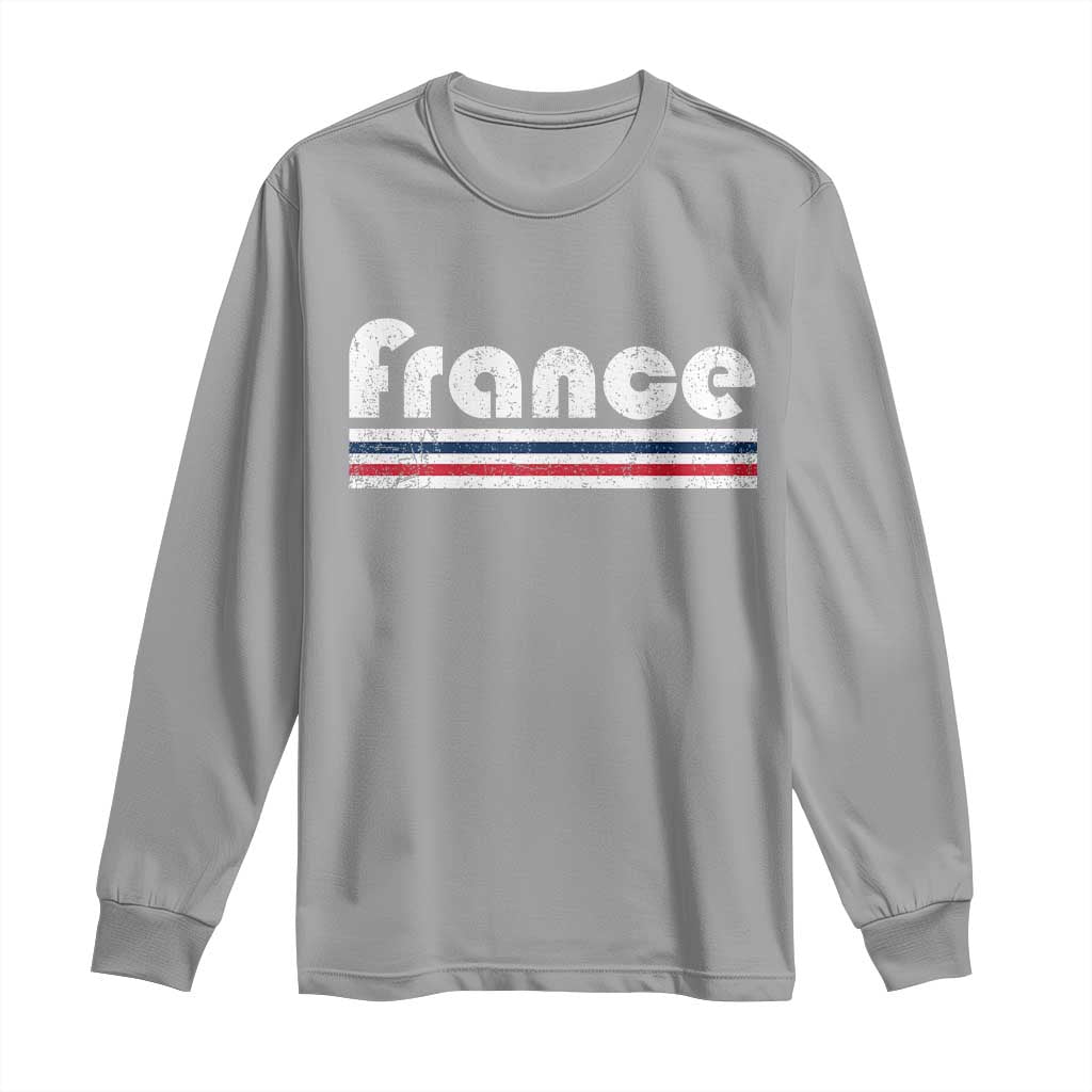 Vintage France Flag Distressed Retro Graphic Long Sleeve Shirt Patriotic French Heritage Pride Gift