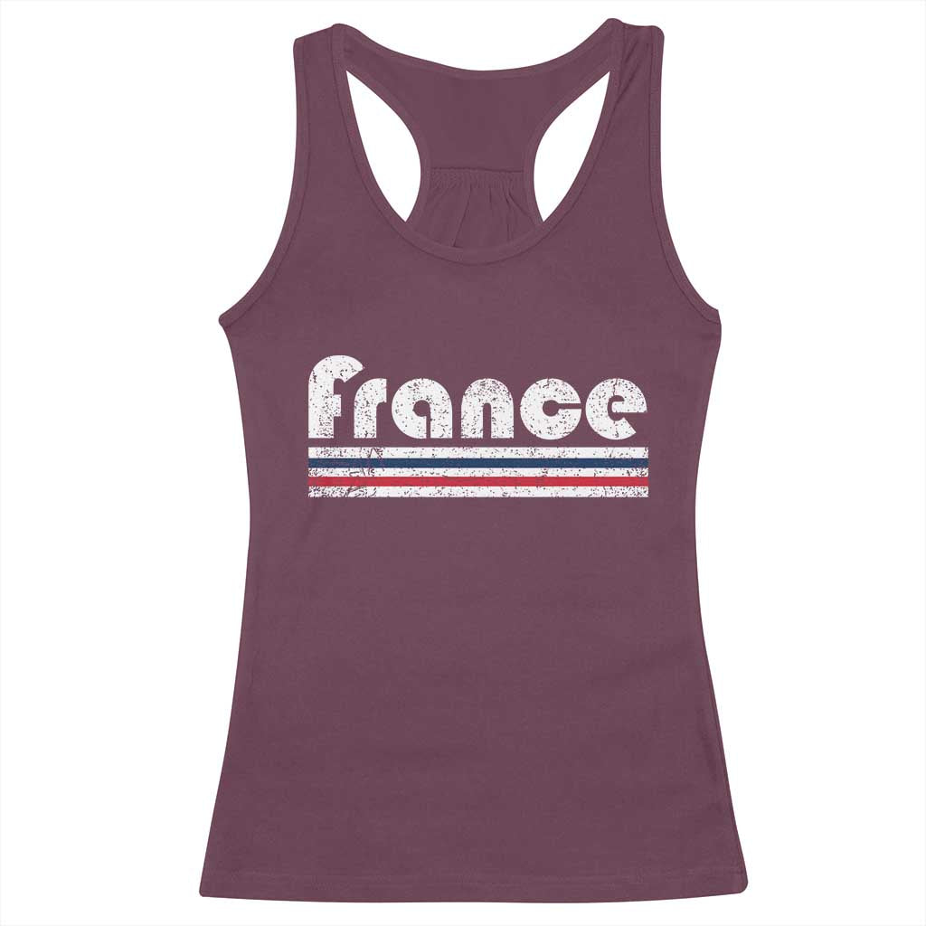 Vintage France Flag Distressed Retro Graphic Racerback Tank Top Patriotic French Heritage Pride Gift