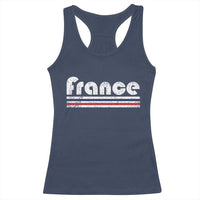 Vintage France Flag Distressed Retro Graphic Racerback Tank Top Patriotic French Heritage Pride Gift