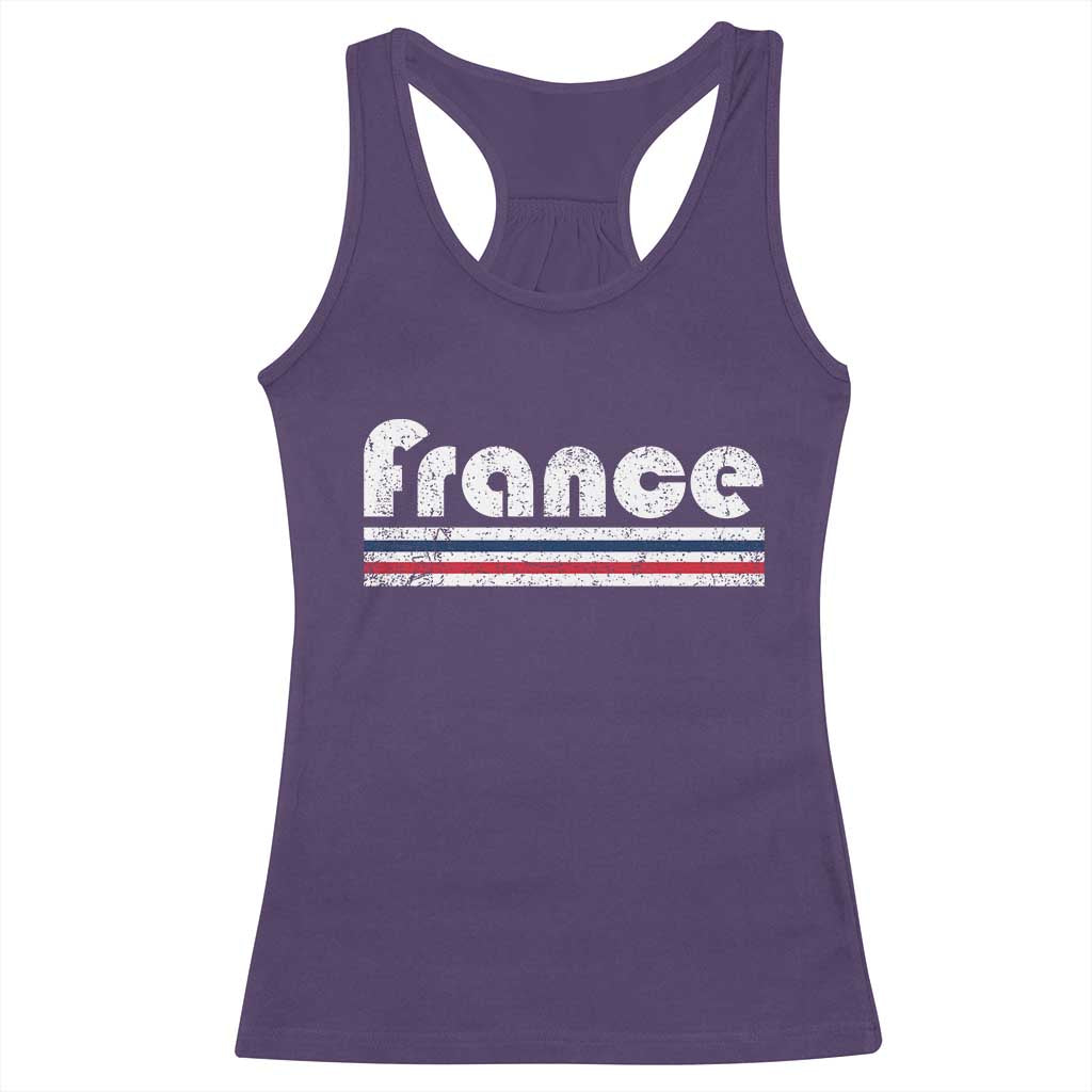 Vintage France Flag Distressed Retro Graphic Racerback Tank Top Patriotic French Heritage Pride Gift