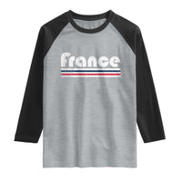 Vintage France Flag Distressed Retro Graphic Raglan Shirt Patriotic French Heritage Pride Gift