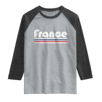 Vintage France Flag Distressed Retro Graphic Raglan Shirt Patriotic French Heritage Pride Gift