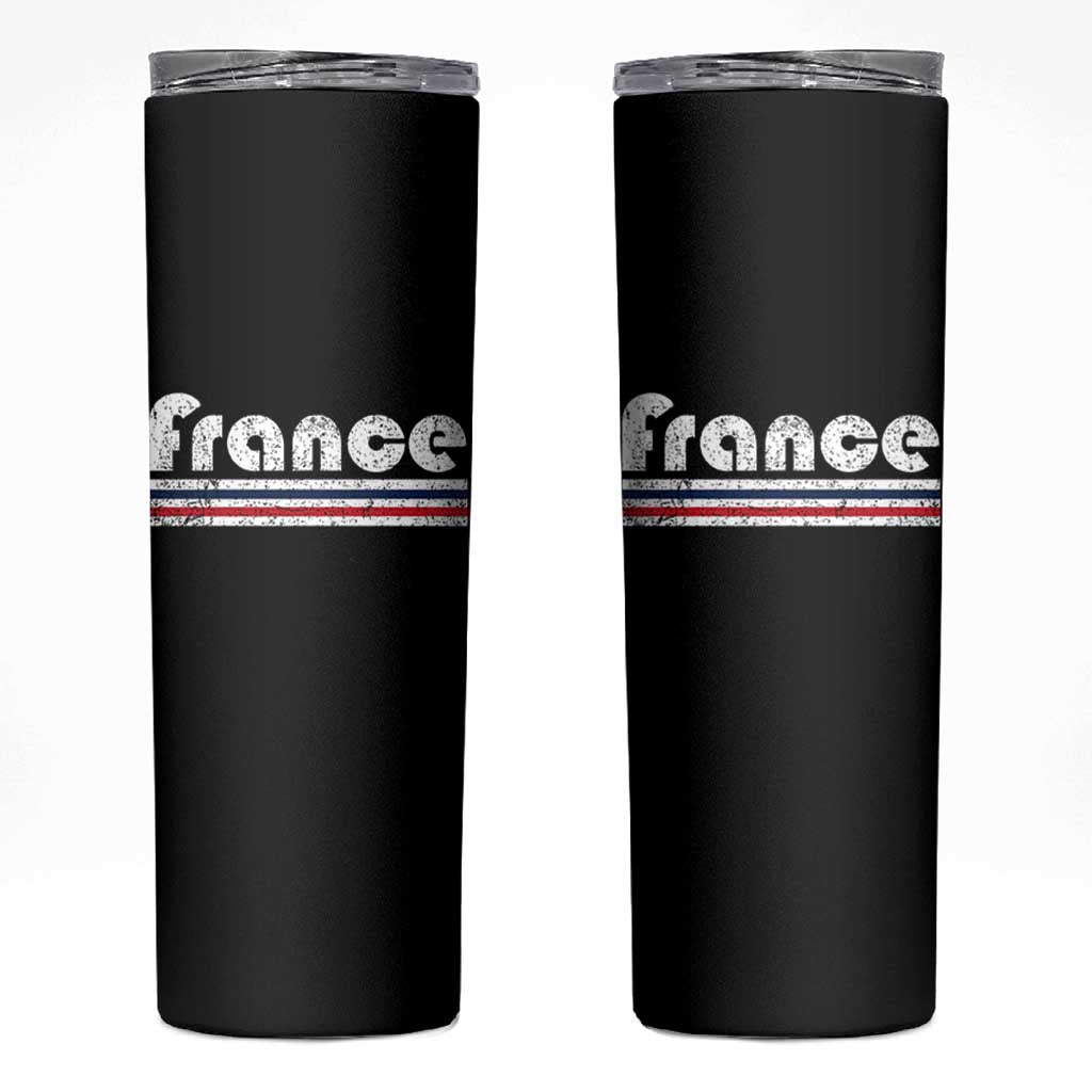 Vintage France Flag Distressed Retro Graphic Skinny Tumbler Patriotic French Heritage Pride Gift