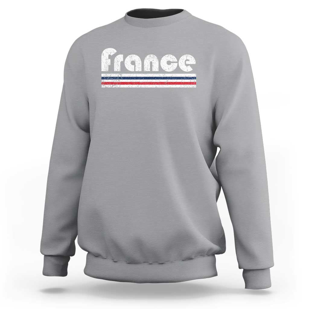 Vintage France Flag Distressed Retro Graphic Sweatshirt Patriotic French Heritage Pride Gift