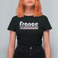 Vintage France Flag Distressed Retro Graphic T Shirt For Women Patriotic French Heritage Pride Gift
