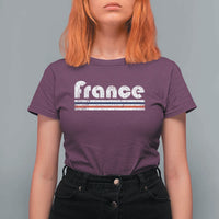 Vintage France Flag Distressed Retro Graphic T Shirt For Women Patriotic French Heritage Pride Gift