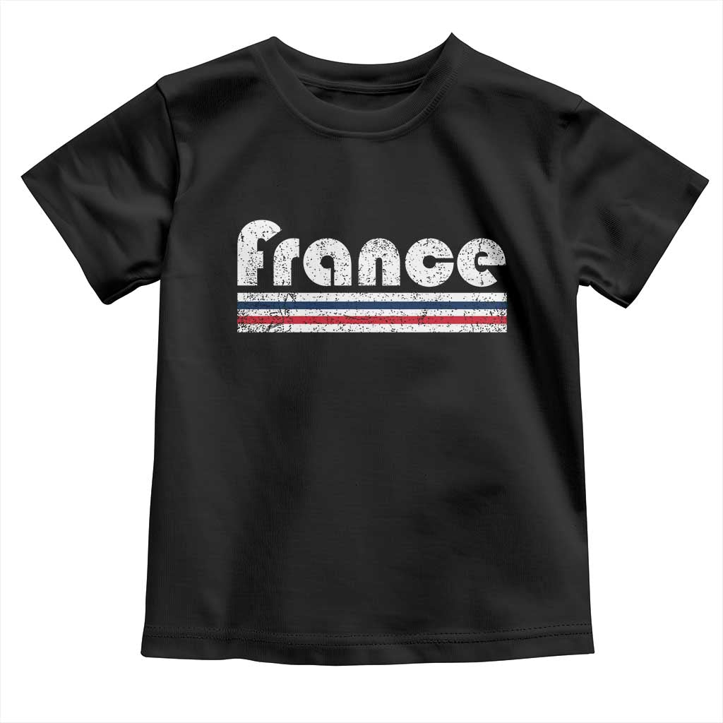 Vintage France Flag Distressed Retro Graphic Toddler T Shirt Patriotic French Heritage Pride Gift