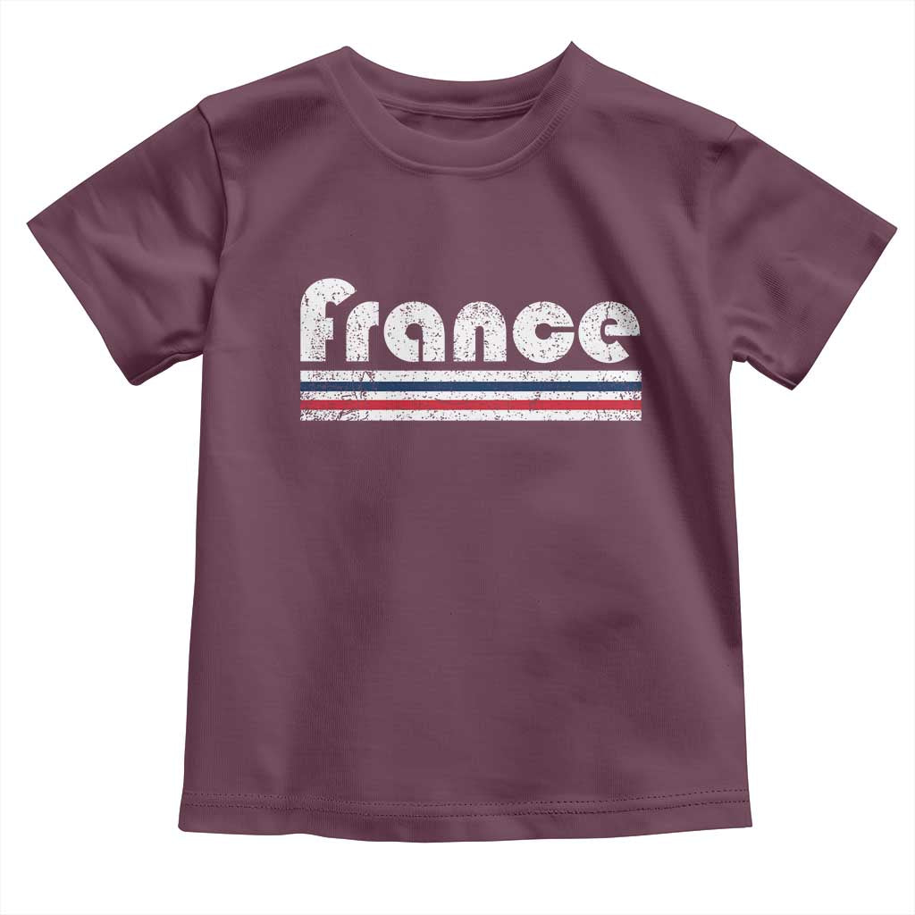 Vintage France Flag Distressed Retro Graphic Toddler T Shirt Patriotic French Heritage Pride Gift
