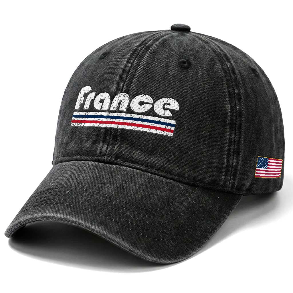 Vintage France Flag Distressed Retro Graphic Washed Cotton Baseball Cap Patriotic French Heritage Pride Gift