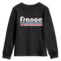 Vintage France Flag Distressed Retro Graphic Youth Sweatshirt Patriotic French Heritage Pride Gift