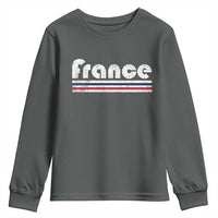 Vintage France Flag Distressed Retro Graphic Youth Sweatshirt Patriotic French Heritage Pride Gift