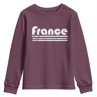 Vintage France Flag Distressed Retro Graphic Youth Sweatshirt Patriotic French Heritage Pride Gift