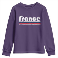 Vintage France Flag Distressed Retro Graphic Youth Sweatshirt Patriotic French Heritage Pride Gift