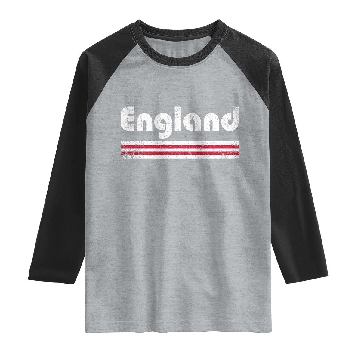 Vintage England Retro Distressed Graphic Raglan Shirt Patriotic English Heritage Pride Souvenir
