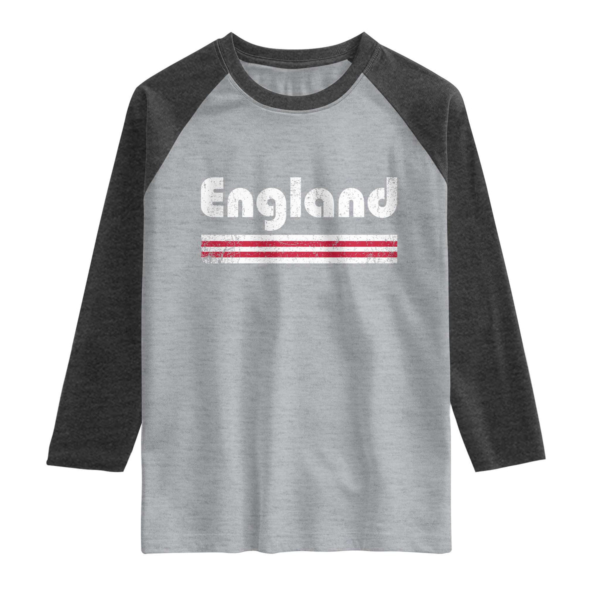 Vintage England Retro Distressed Graphic Raglan Shirt Patriotic English Heritage Pride Souvenir