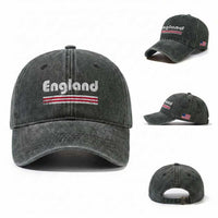 Vintage England Retro Distressed Graphic Washed Cotton Baseball Cap Patriotic English Heritage Pride Souvenir
