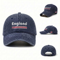 Vintage England Retro Distressed Graphic Washed Cotton Baseball Cap Patriotic English Heritage Pride Souvenir