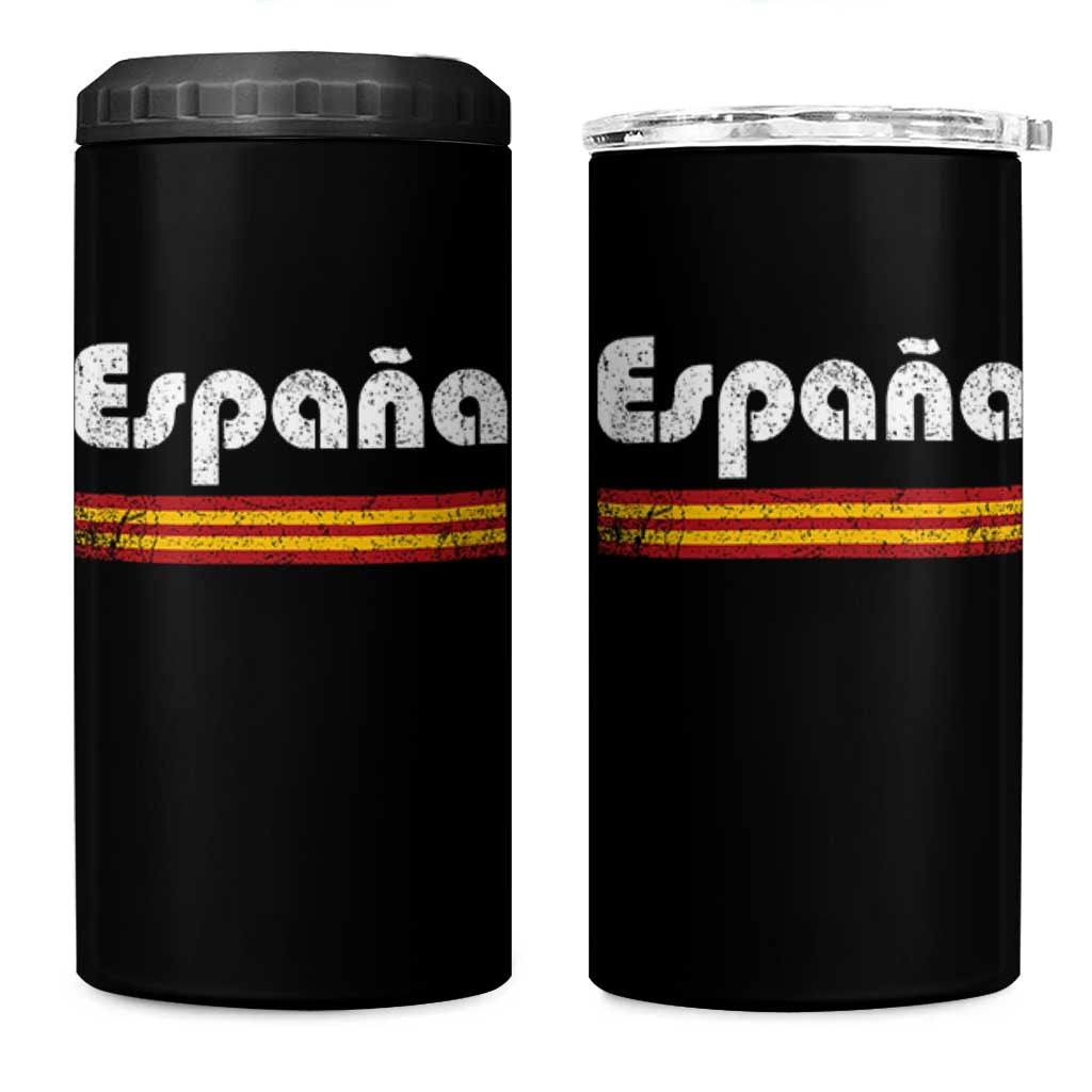 Vintage Espana Espanol Retro Distressed Graphic 4 in 1 Can Cooler Tumbler Patriotic Spanish Spain Flag Heritage Pride Souvenir
