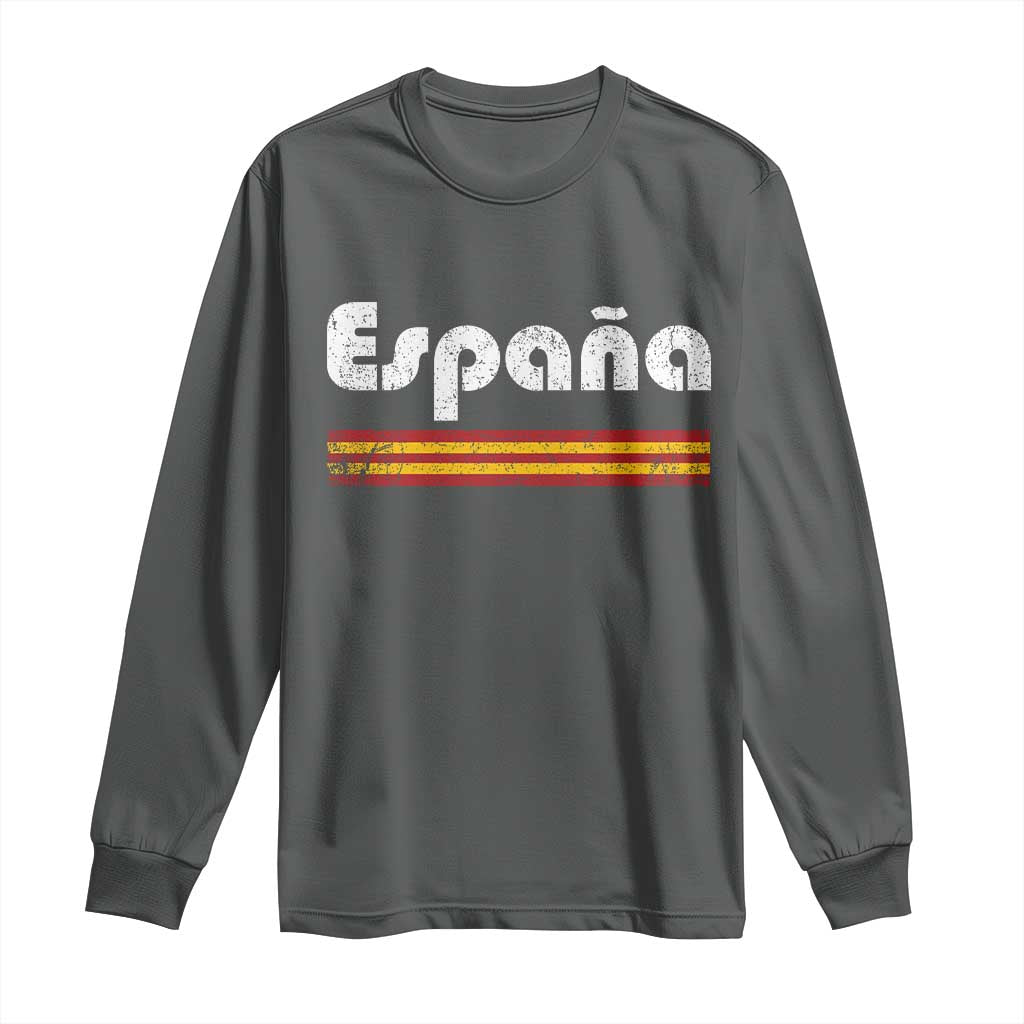 Vintage Espana Espanol Retro Distressed Graphic Long Sleeve Shirt Patriotic Spanish Spain Flag Heritage Pride Souvenir