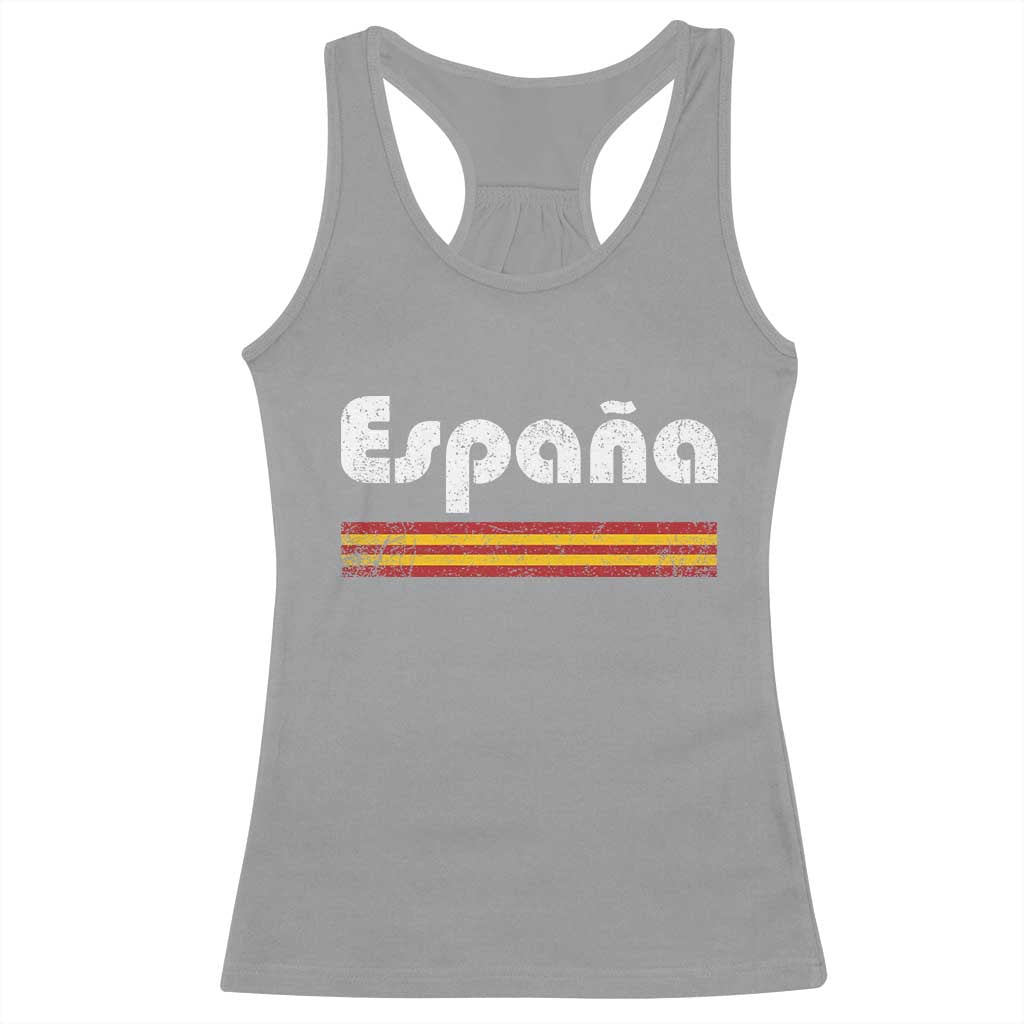 Vintage Espana Espanol Retro Distressed Graphic Racerback Tank Top Patriotic Spanish Spain Flag Heritage Pride Souvenir